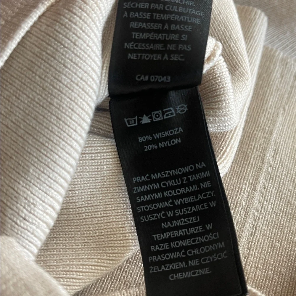 House of Harlow corset ribbed long sleeve scoop cropped beige knit sweater sz L - Picture 7 of 14